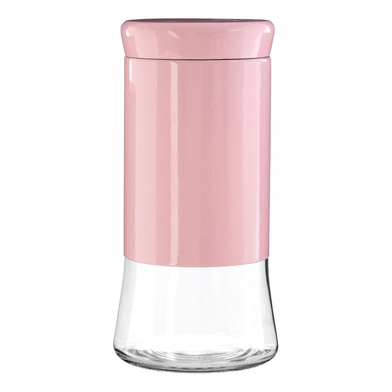 Premier Pink Housewares Steel Wrap Glass Round Storage Jar - 1500Ml Multipurpose Stylish Lightweight Removable Lid Airtight W12 X D12 X H24cm