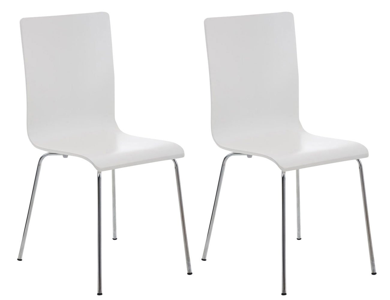CLP 2er-Set Wartezimmerstuhl Pepe mit ergonomisch geformten Holzsitz und Metallgestell I 2X Konferenzstuhl I erhältlich Farbe weiß