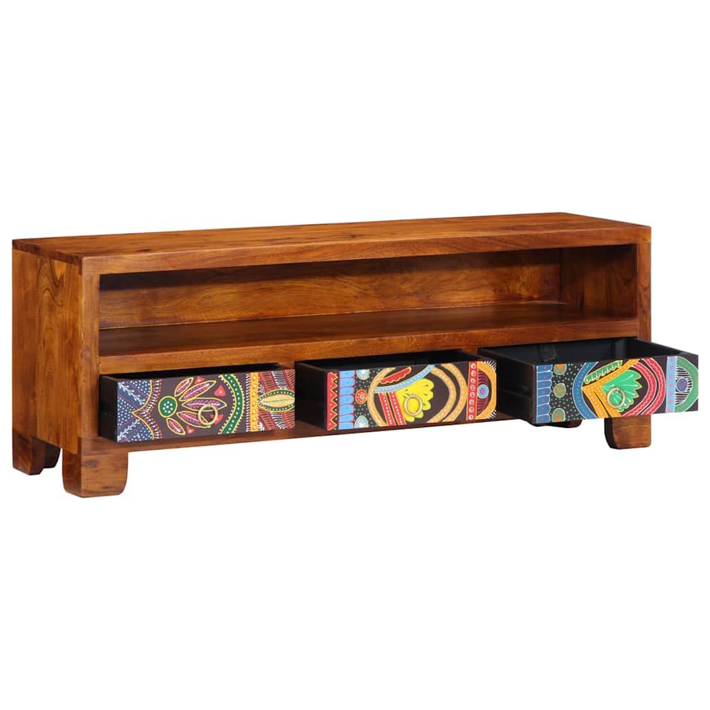 Mueble TV multicolor 110 x 30 x 40 cm, madera acacia maciza