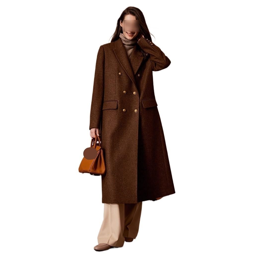 Amazon.com: ZUIAI Brown High-end Wool Coat Women's Medium-Length