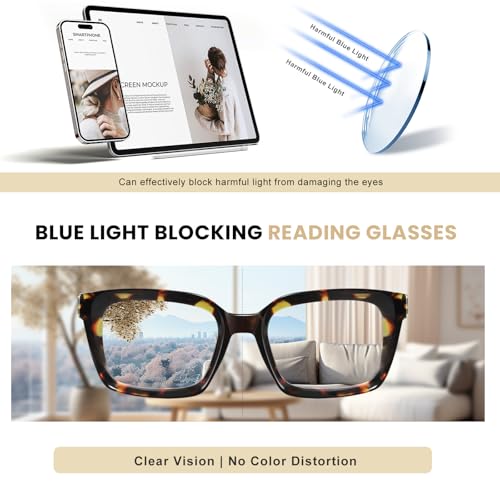 xvxv reading glasses for women men - blue light blocking readers oversize oprah square anti glareeyestrain spring hinge