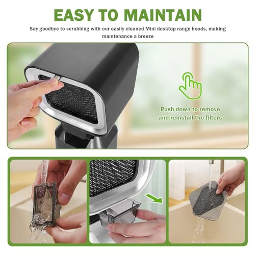 Exaustor portátil, mini exaustor de mesa, exaustor de cozinha portátil retrátil de 2 velocidades com