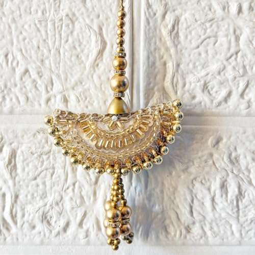 Image of Adikala Craft Store Handmade Ethnic Latkan Tassel Set of 2 for Saree Pallu, Blouse, Suits, Dupatta, Lehenga Decor | Ethnic Saree Pallu, Blouse, Suit, Dupatta & Lehenga Decoration (Semi Circle Cushion)