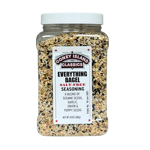Everything Bagel Salt Free Seasoning Premium Spice Blend with Sesame Seeds Onion Garlic and Poppy Seed Bulk Shaker Gluten Free Keto and Paleo 24 Oz (Container Style Might Vary)
