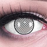 Farbige Kontaktlinsen Jahreslinsen Meralens 1 Paar weiße schwarze Crazy Fun White Screen Rand. Topqualität zu Fasching Karneval Fastnacht Halloween mit Kontaktlinsenbehälter ohne Stärke