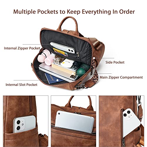Image of OPAGE Backpack Purse for Women Leather Anti-theft Fashion Designer Travel Backpack Ladies Shoulder Bags With Wristlet