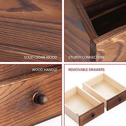 SEKAM Wood Hair Tool Organizer Storage with Drawers - Bathroom Organizer Countertop - Hair Blow Dryer Holder - Flat/Curling Iron Holder - Bathroom Hair Styling Vanity Accessories Organizer - Thumbnail 5