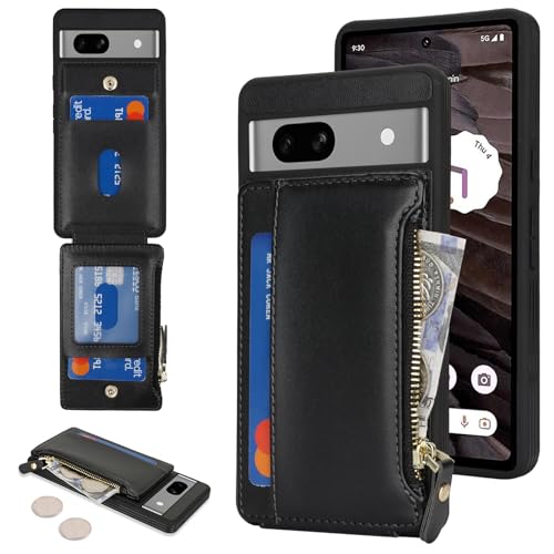Image of Cavor for Google Pixel 7a Case Wallet with Card Holder, Black