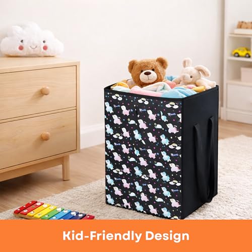 Image of Sopent Unicorn Toy Storage Box & Toy Box for Kids - Foldable Fabric Toys Organizer for Kids Room, Kids Storage Basket, Storage Box and Organiser (33x33x43cm, 50L)