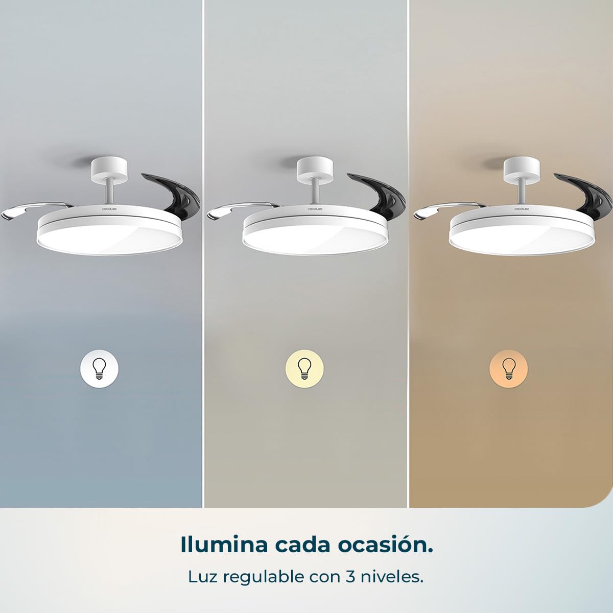 Cecotec Ventilador de Techo con Luz con Aspas Retráctiles EnergySilence Aero 2440 Invisible Pure White. 30W, Motor DC, Mando a Distancia, Temporizador 6h, 6 Velocidades, Función Winter-Summer — view 8