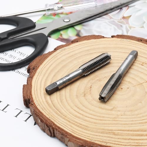 Image of 2pcs M8x1.25 Tap, M8 Metric Thread Right Hand Tapping Tool, HSS Thread Milling Taps (M8 x 1.25, 1 Pair)