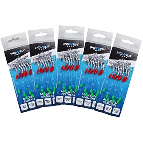 Plumas de pesca Power Cast con 7 ganchos de caballa (paquete de 5) Cover