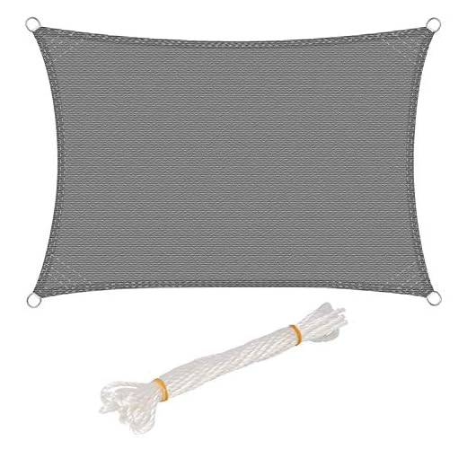 WOLTU Voile d'ombrage rectangulaire 2x4 m Respirante en HDPE, Toile d'ombrage Protection Solaire, Anti 85% UV Contre Le Vent, pour Jardin terrasse Camping Gris