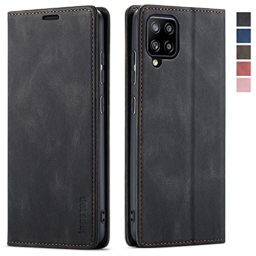 japezop Leather Case for Samsung Galaxy A42 5G, Flip Wallet with RFID Blocking, Card Holder Kickstand, 6.6 inch, Black