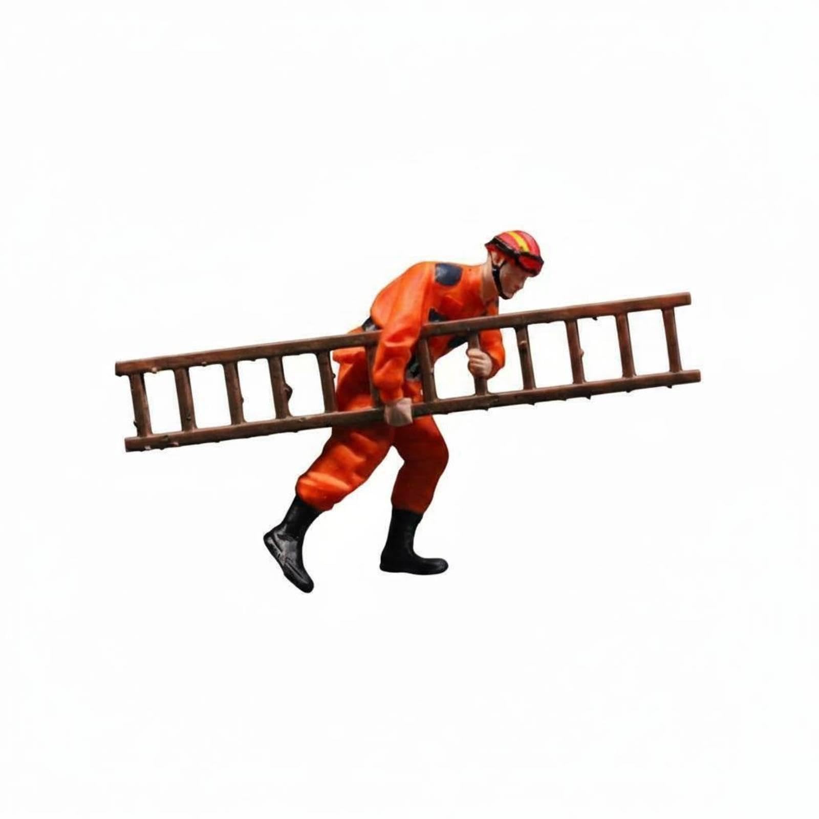 SECRET DESIRE 1:64 Firefighter Figure Size-Accurate Accurate 1:64 Assistance Figures High Detail Firefighter Miniature for Sand Table Carry Ladder-image-32