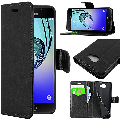 ebestStar - Coque Compatible avec Samsung A3 2016 Galaxy SM-A310F Etui PU Cuir Housse Portefeuille Porte-Cartes Support Stand, Noir [Appareil: 134.5 x 65.2 x 7.3mm, 4.7'']