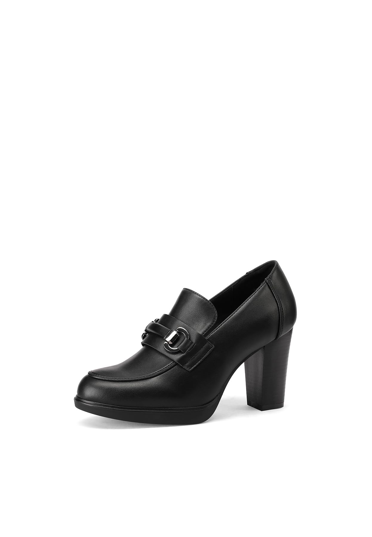 QUEEN HELENA Damskie eleganckie casualowe mokasyny na obcasie z klamrą X31-115
