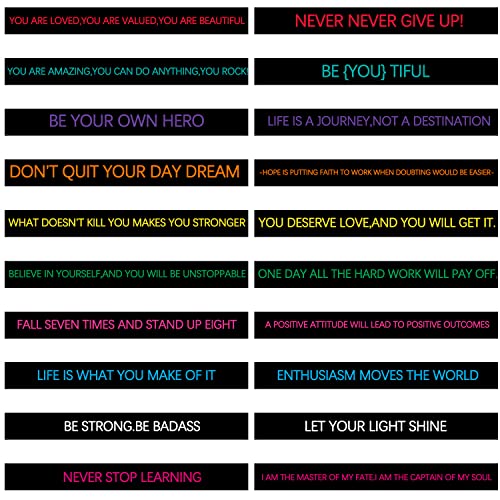 Sumind 100 Pcs Motivational Rubber Bracelet Bulk for Adult Silicone Inspirational Bracelet Quote Colored Stretch Wristband Christmas Bulk Gift Wristband for Student, 20 Style(Dark Colors)2