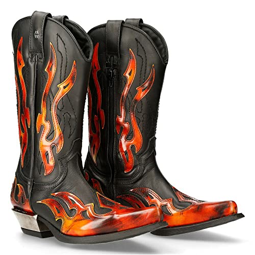 New Rock 7921 Men's Flame Western Cowboy Boots2