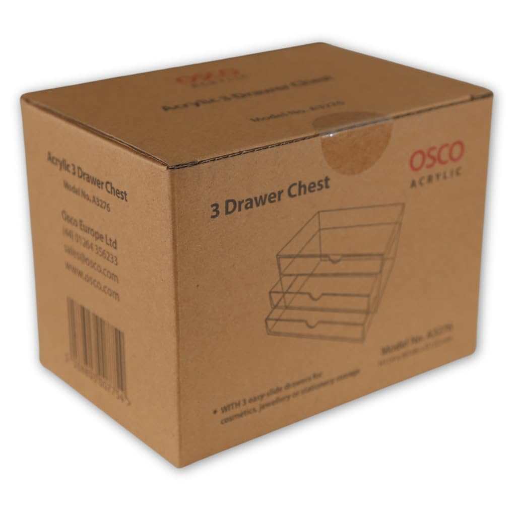 Osco A3276 - Organizador con 3 cajones, acrílico