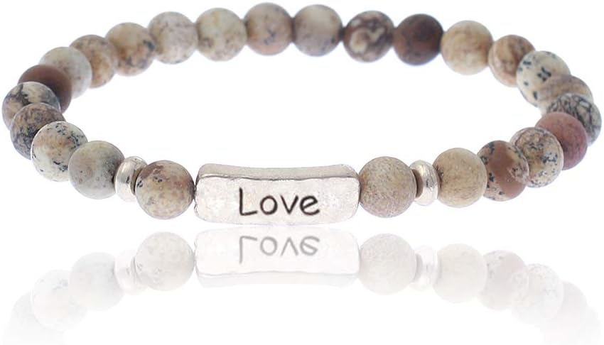 NTLX Christian Bracelets for Women – Love Bracelet – Natural Stone Stretch Prayer Bracelet – Inspirational Message Jewelry - Great Gift