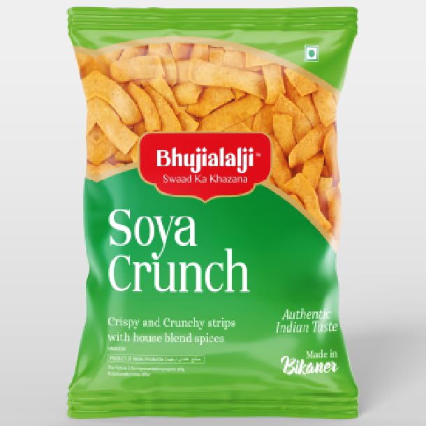 Bhujialalji Soya Crunch (pack of 1) 150g | Crispy and crunchy strips with house blend spices | Authentic Indian Snacks | Ready to eat | Crispy & Light snacks.