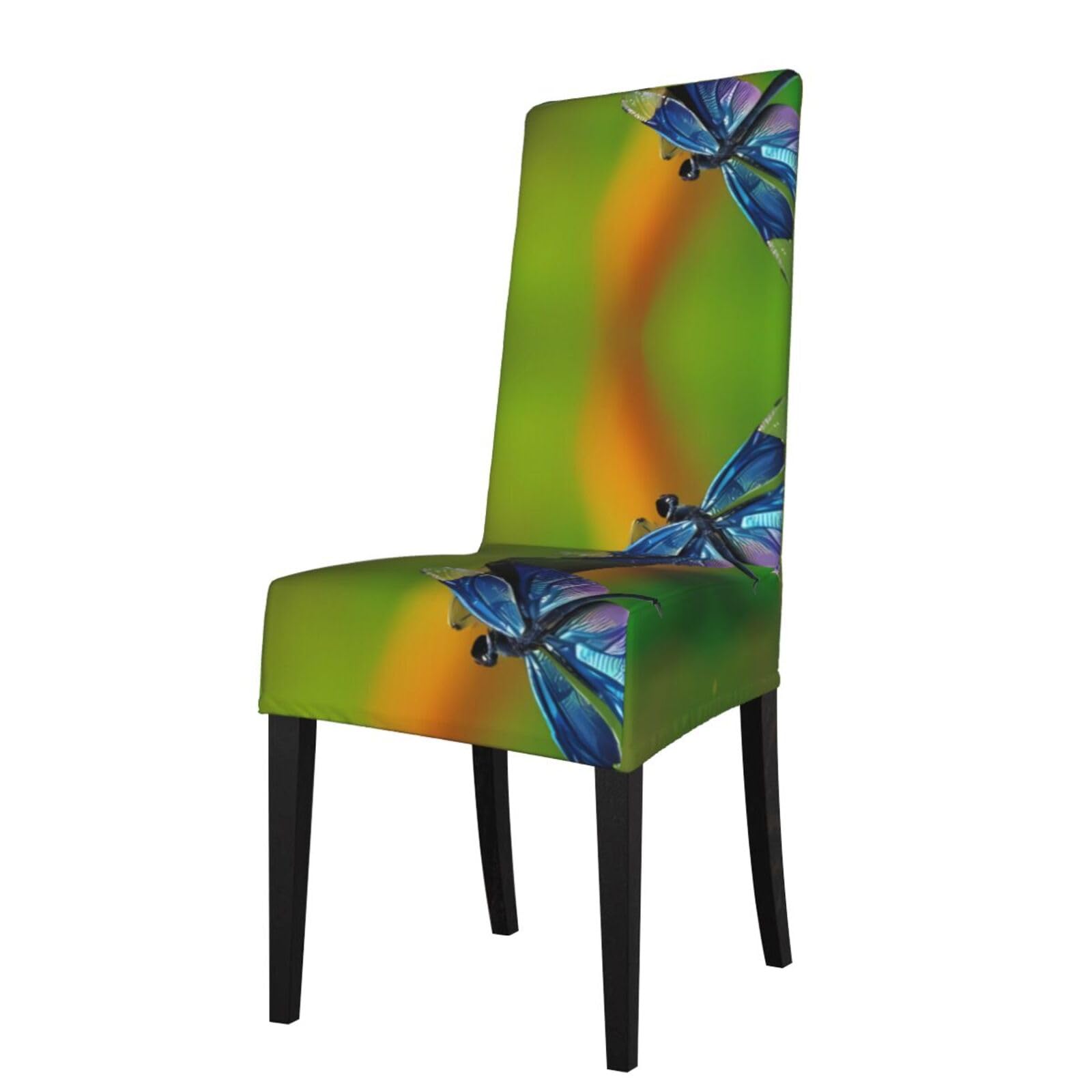YYHWHJDE dragonfly Prints Dining Chair Throw Covers – Stretchy & Wrinkle-Resistant Protector for Most Kitchen Chairs – Quick Refresh for Old Furniture
