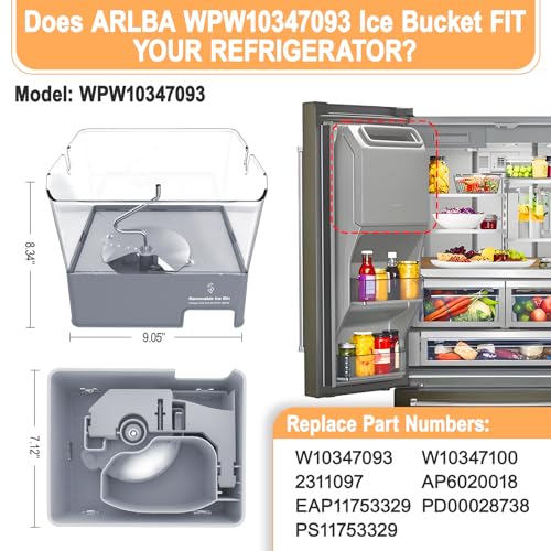 Seau à glace WPW10347093 pour réparer la machine W10347100 - 3