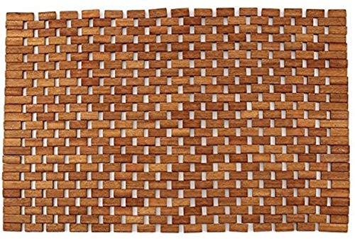 Natural Teak Foldable Mat, Teak Bath Floor Shower Mat - Solid Or Foldable - Indoor/Outdoor Anti-Slip - Hand Made Eco Friendly Premium Teak Wood - Luxury Shower Spa Mat (27.5" X 20" X 0.25") #TOP4