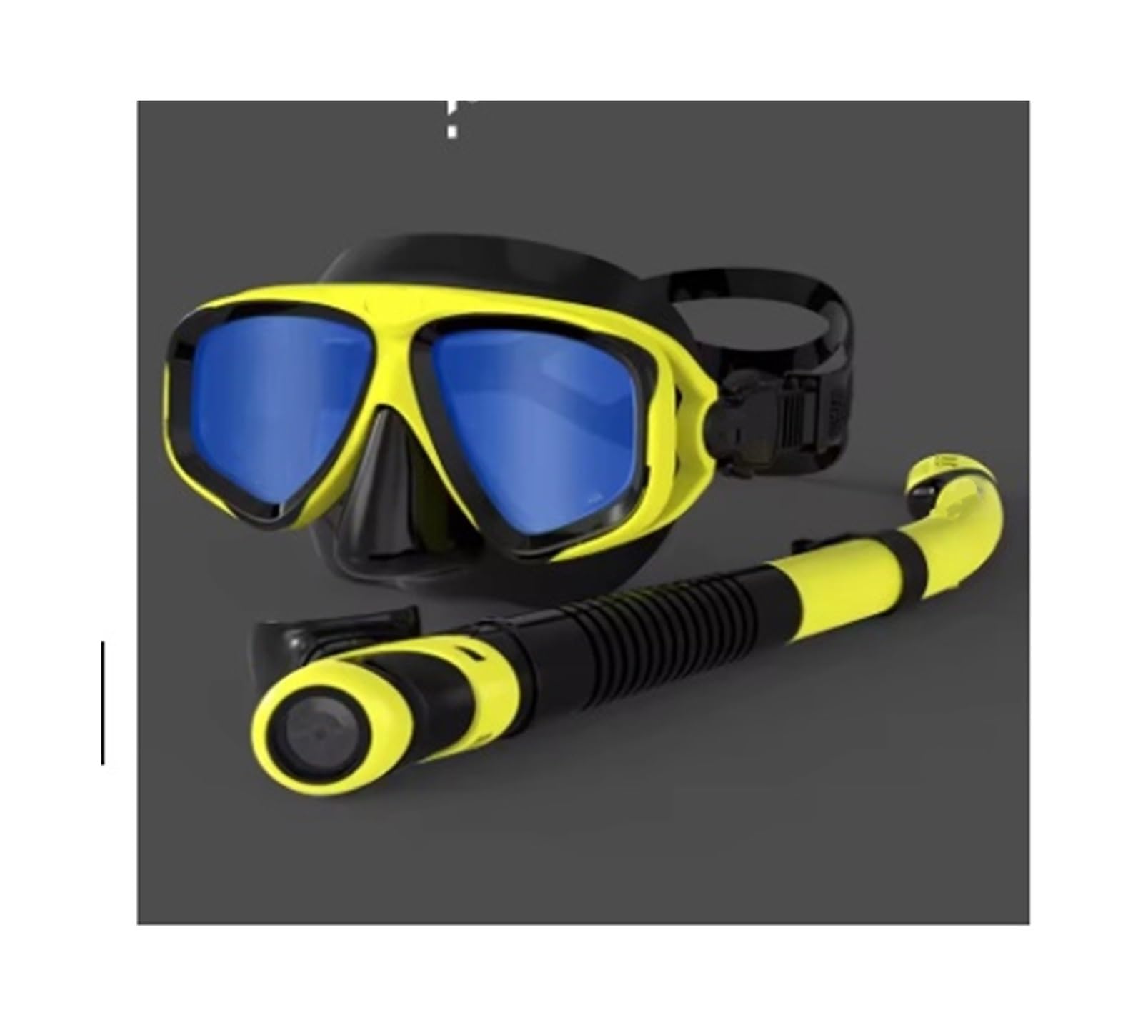 Máscara de Snorkel Máscara de buceo antiempañamiento para esnórquel, gafas de buceo con foca, máscara de buceo de vidrio templado, gafas para hombres y mujeres Kit de de Buceo(Mirrored yellow set)