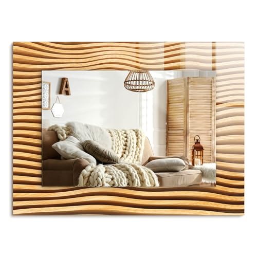 Miroir imprimé 80x60 cm vagues en bois sans cadre rectangulaire - 2