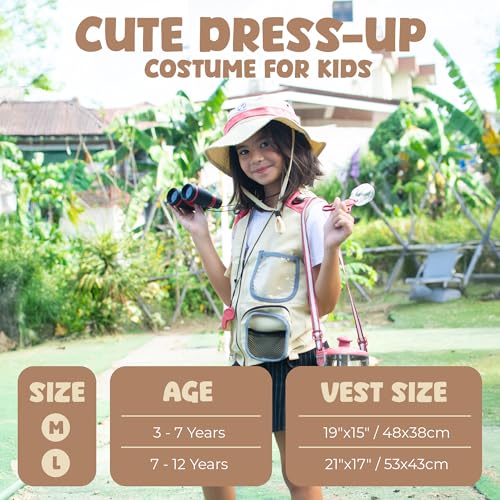 Image of Kids Explorer Kit with Safari Vest & Hat for 3-7 Year Old Boys & Girls | Cute Dress-Up Zookeeper Costume & Safari Costume for Boys & Girls - Included Adventure Guide & Scavenger Hunt
