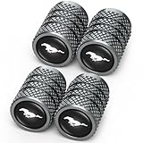 Tire Valve Caps, Valve Stem Caps Fit Mustang Snake Speedstar Evos Everest GT Shelby Mach-E Grand C-MAX Falcon Figo, Alloy Car Tire Caps for Corrosion Resistant Leak-Proof Car Accessories, Black
