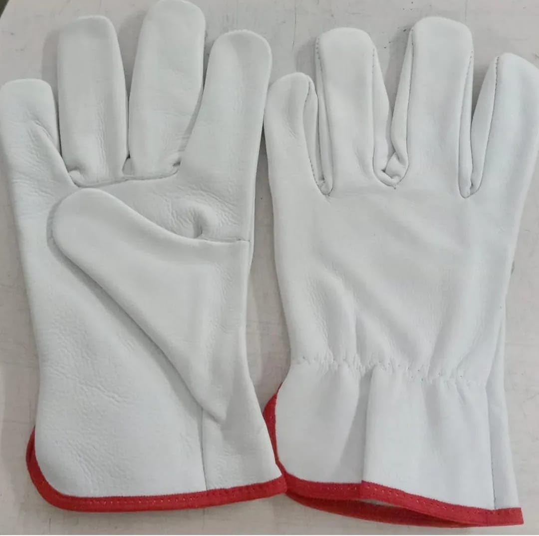Leather Hend Glove,Premium Safety Gloves for Men | Heavy Duty Industrial Work Gloves | Construction, Welding hend glove Gardening & Factory Use | Durable Protective Hand Gloves (White)-image-8