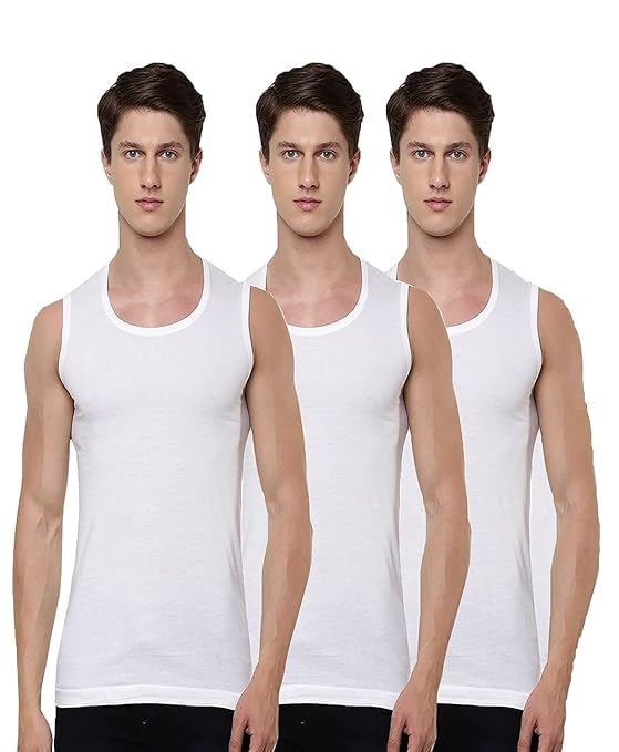 Mens Cotton Broad Sleeveless Vests Pack of 3 (XX-Large) White-image-39