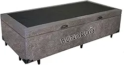 Cama Box Baú Solteiro Blindado Suede Cinza com pistão a gas