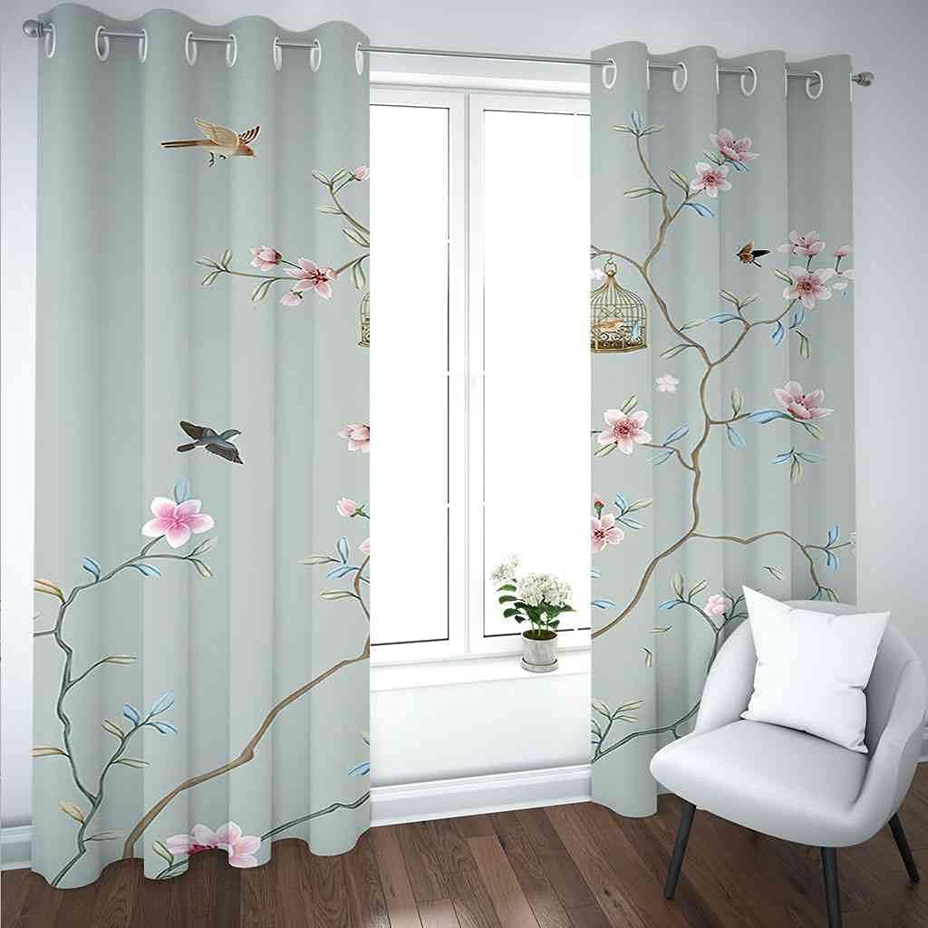 Modern Blackout Curtains with Eyelet 3D Printed Thermal Insulated Window Treatments Creative Tree Vine Bird cage Living Room Bedroom Window Drapes 2 Panel Set 72" X 108" (2XW27.5"xL63")