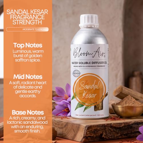 Image of Sandal Kesar Diffuser Oil for Home Fragrance, 1 Litre Refill