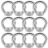 BREANIFULL 12 Stück Edelstahl M10 Ringmutter Ösenschraube Augenmuttern Edelstahl Stockschrauben M10 Edelstahl Hardware Ringösen für Seilmontage, Hebezubehör, Oberflächenpolieren, Silber