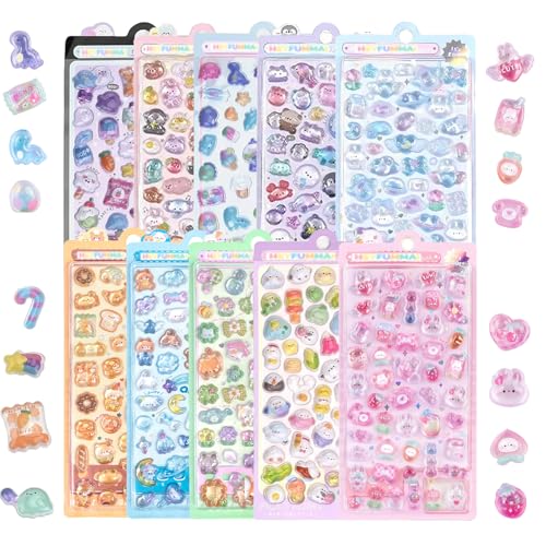 3D Puffy Stickers 10 Sheets 500+Kawaii Stickers for Phone Case & Handbooks