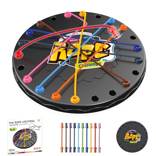 lartoys Rope Untangling Puzzle Game, Mini Travel Size Educational Strategy Board Game for Kids & Adults, Family Travel Party Games with Multi-Level...
