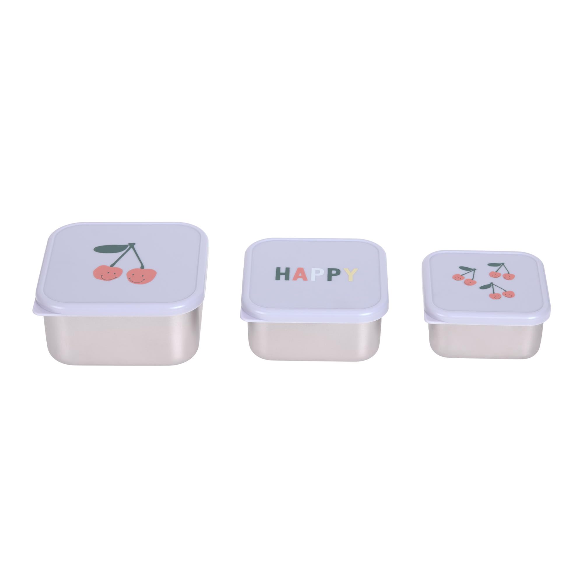 Lässig Scatola per bambini set 3 contenitori acciaio inox pranzo Snackbox Happy Fruits Cherry