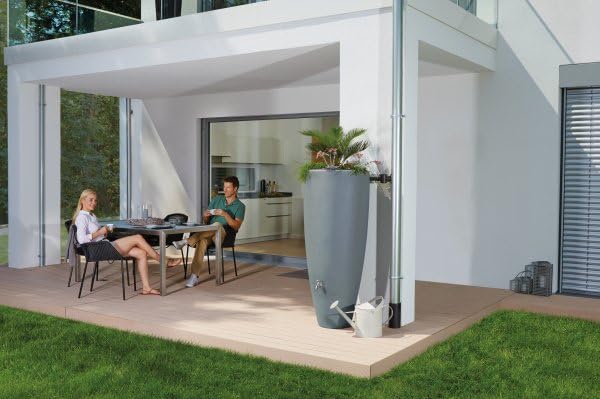GARANTIA NORDIC Serbatoio Per Acqua Piovana 300 Litri - Grigio Grafite Con Coperchio Di Sicurezza