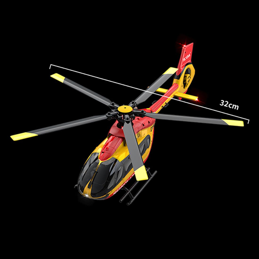C190 RC Helicóptero H145 1:30 Militar Aviones Helicóptero para y Adultos - Rojo y Amarillo