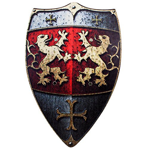 Holzspielerei Ritterschild Löwe 53578 Rot-Gold-Silber