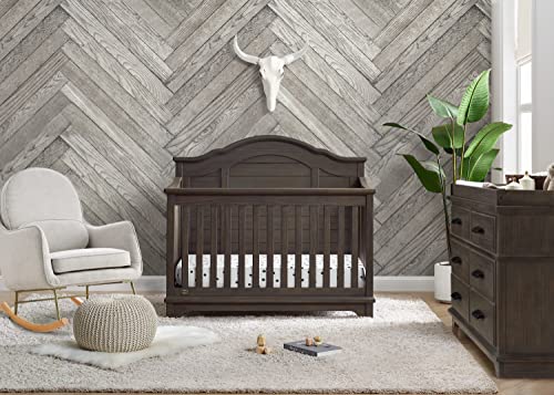 Delta Children Simmons Kids Asher 6-In-1 Convertible Crib With Toddler Rail, Rustic Grey #TOP7