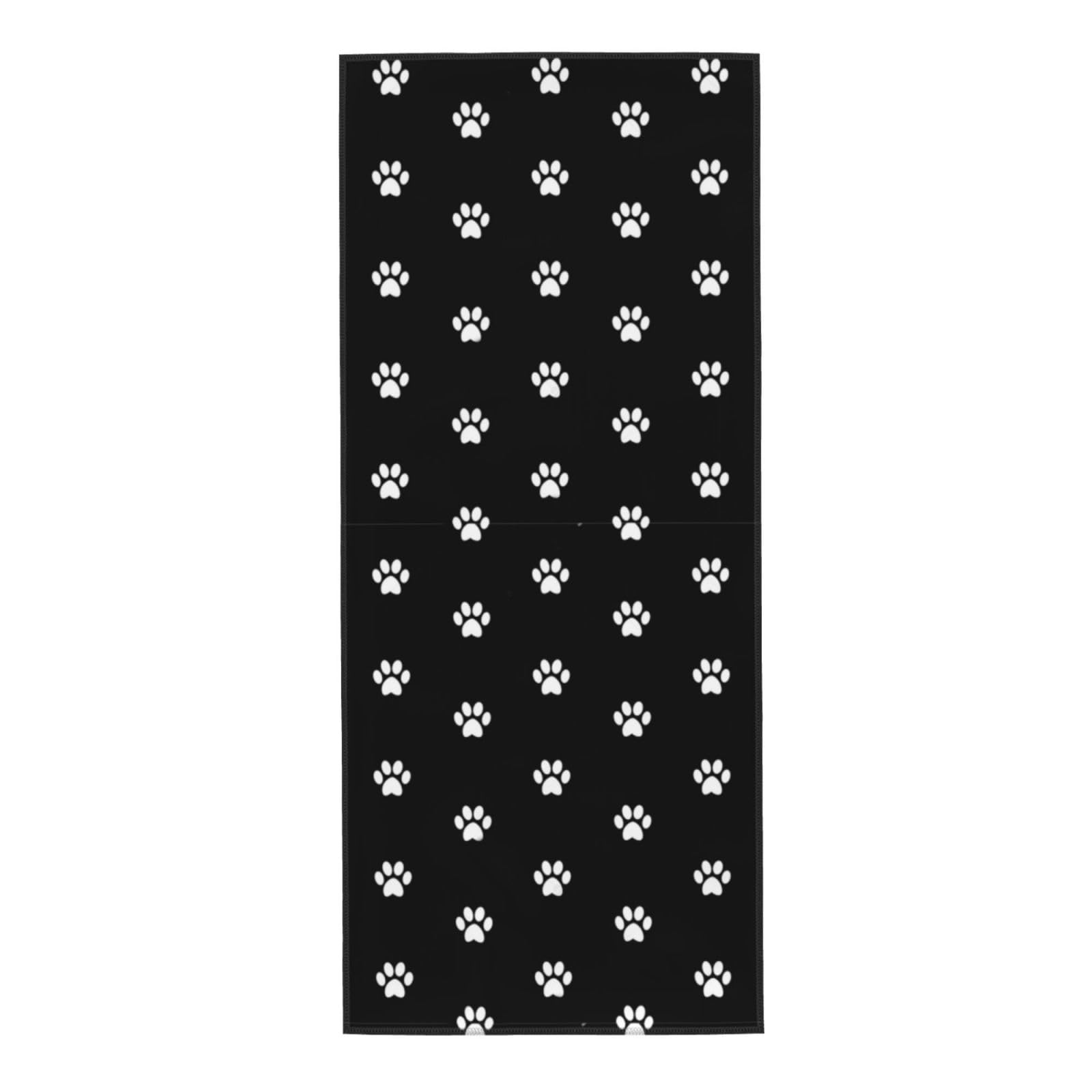 LSRCPD Towel 30 x 70 cm,Hand Towel, Soft Bath hand towels for Kitchen Hotel Gym Laundry RoomWhite Dog Footprints On Black Background