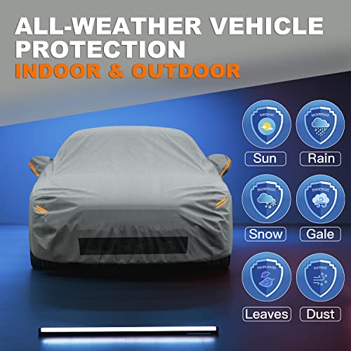 Image of Kayme Heavy Duty Car Cover Waterproof All Weather, Custom Fit for Tesla Model Y, Outdoor SUV Cover with Charging Port and Breathable Ventilation Mesh, Rain Sun Protection with Zipper Door.