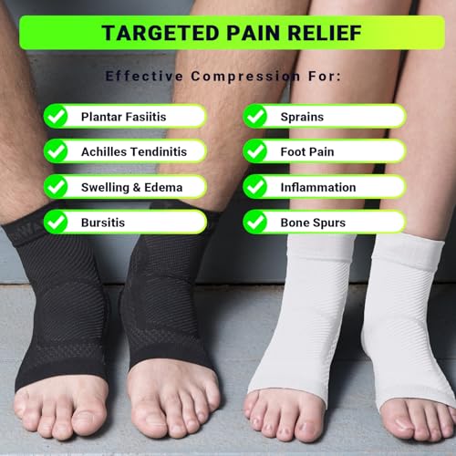 techware pro ankle brace compression sleeve - plantar fasciitis sock relieves achilles tendonitis foot arch support reduces joint pain swelling amp heel spur pain injury recovery braces for sports