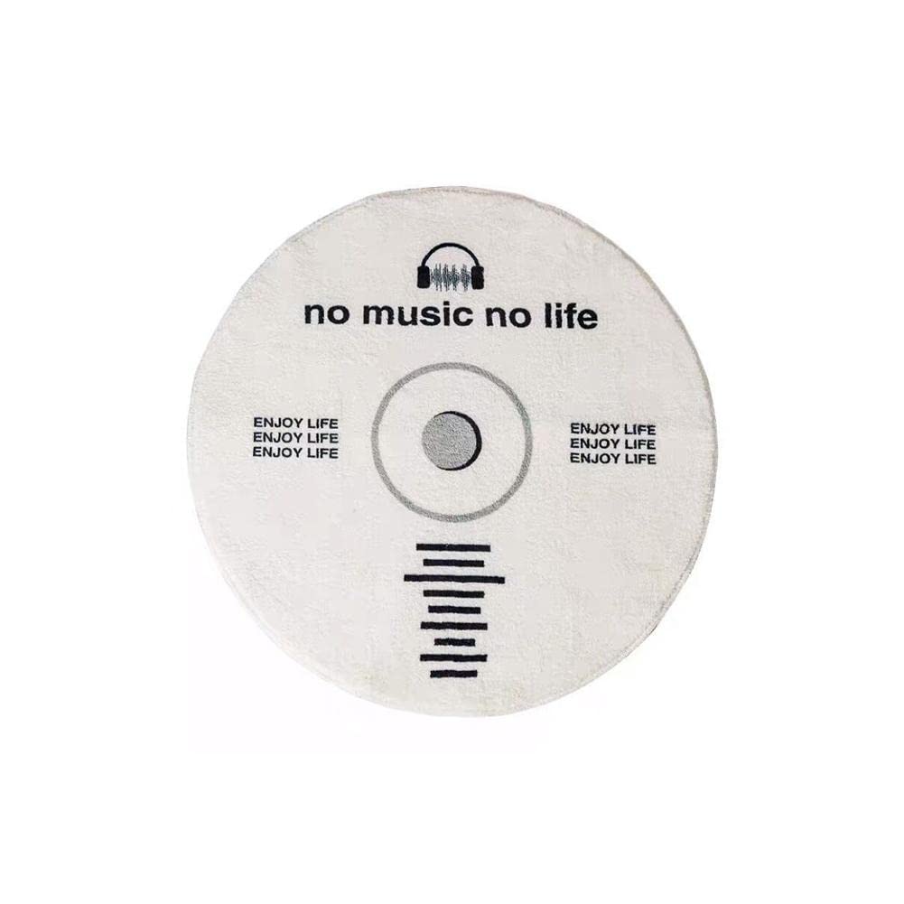 CD Disc Floor Mat,music Record Black Round Area Rug, Creative CD Shaped Carpet Round Area Rugs On-slip Floor Mat Carpet for Bedroom Living Room Home Decor